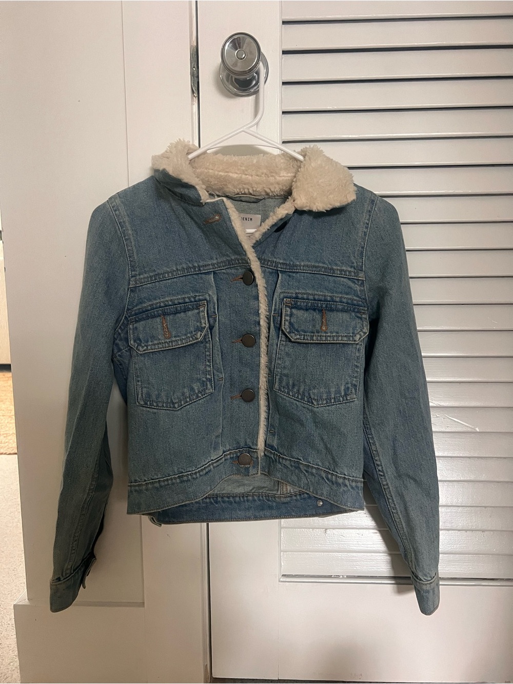 Women’s Light Blue Denim Sherpa Jacket